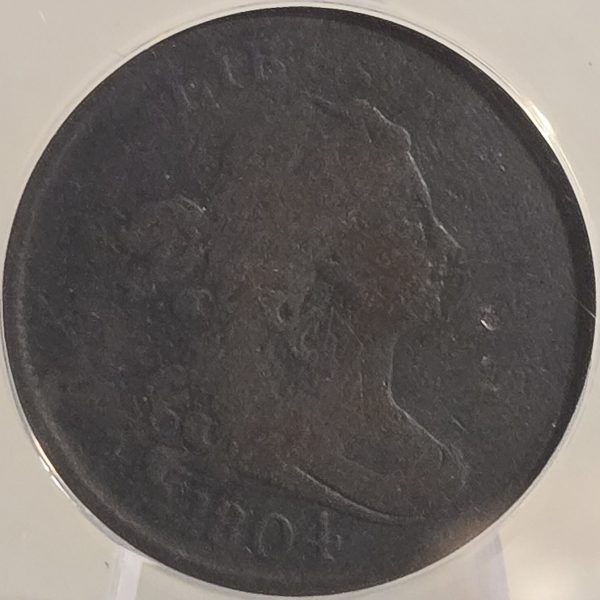 1804 1/2c Draped Bust Half Cent, C-12 Crosslet 4 No Stems ANACS VG10 corroded