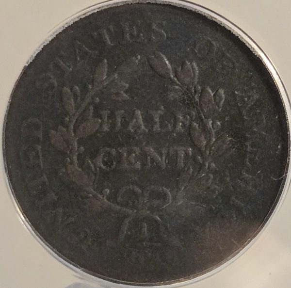 1804 1/2c Draped Bust Half Cent, C-12 Crosslet 4 No Stems ANACS VG10 corroded