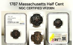 1787 Massachusetts Half Cent    NGC VF20BN