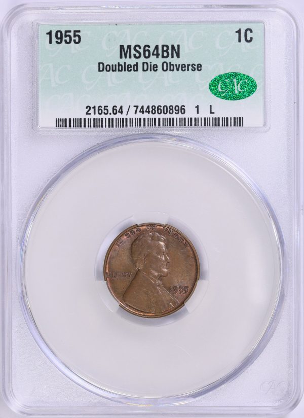 1955 Doubled Die Lincoln Cent CAC MS64BN