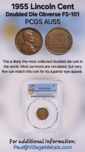 1955 Doubled Die Lincoln Cent PCGS AU55