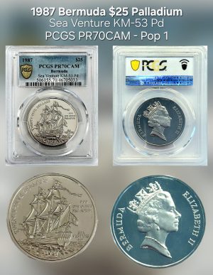 1987 $25 Bermuda Sea Venture Palladium PCGS PR70CAM Pop 1