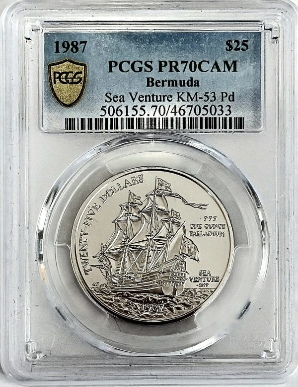 1987 $25 Bermuda Sea Venture Palladium PCGS PR70CAM Pop 1