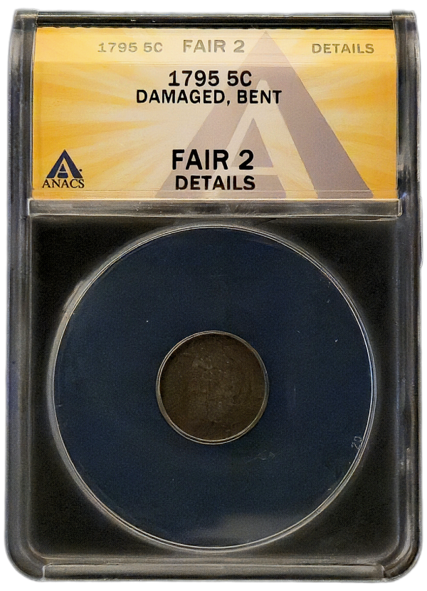 1795 Flowing Hair Half Dime ANACS Fair 2 Details - Damaged, Bent