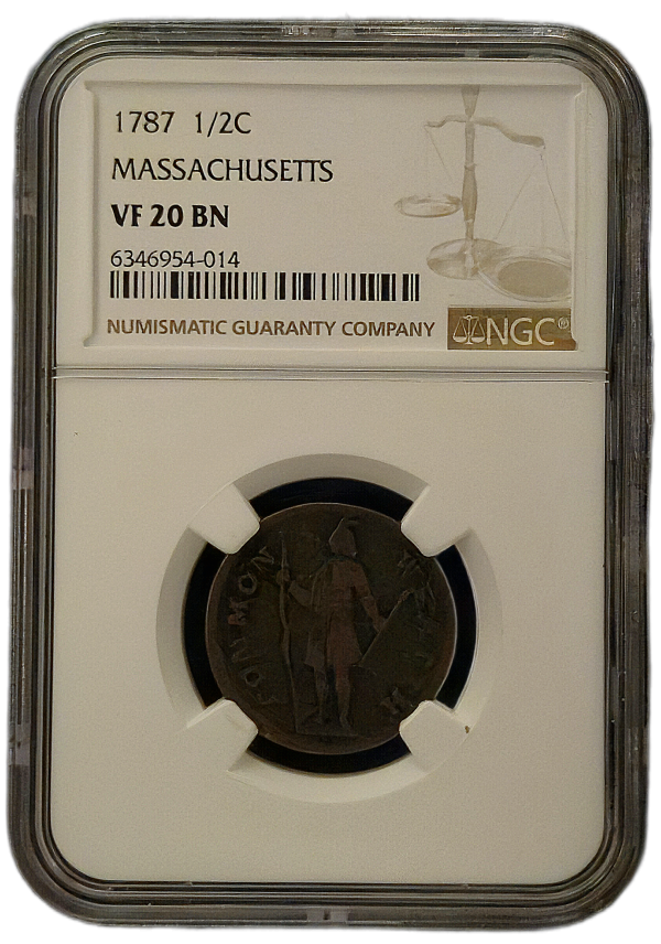 1787 Massachusetts Half Cent NGC VF20BN