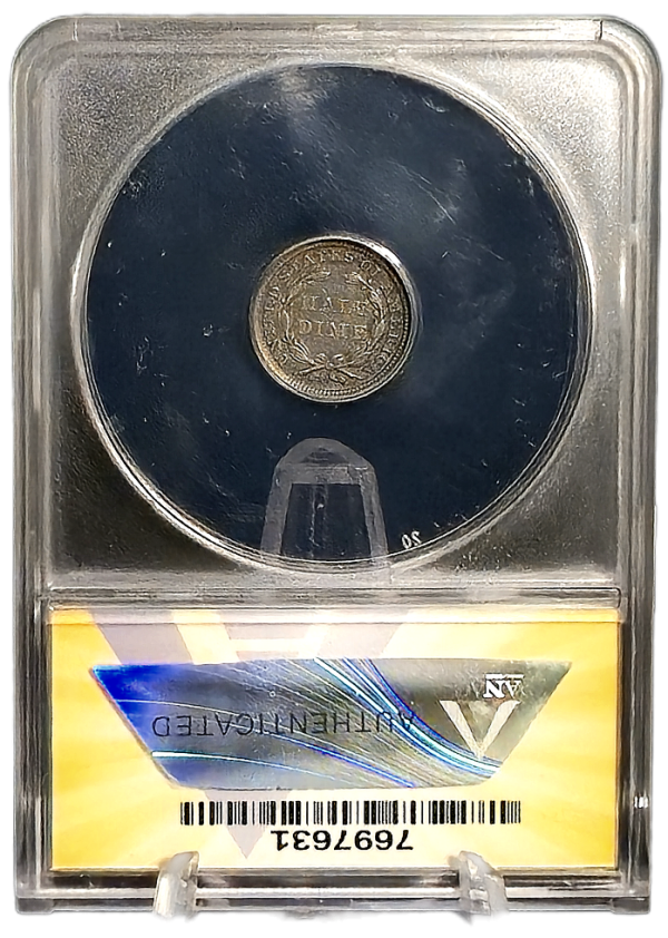 1858 Liberty Seated Half Dime ANACS AU53 Details - Cleaned