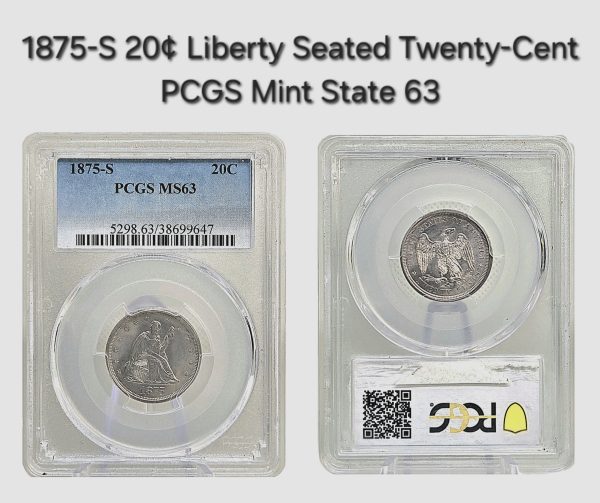 1875-S 20c Liberty Seated Twenty-Cent PCGS MS63 - Image 7