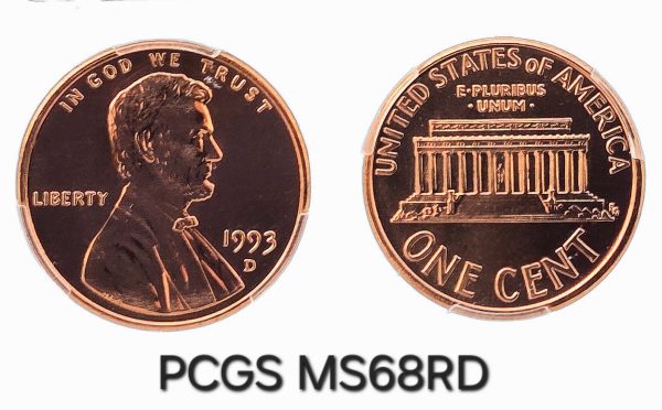 1993-D Lincoln Cent PCGS MS68RD - Image 2