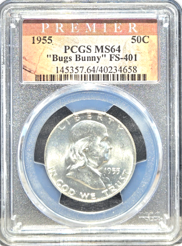 1955 Franklin Half "Bugs Bunny" FS-401 PCGS Premier MS64 - Image 2