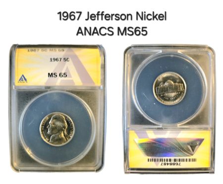 1967 Jefferson Nickel ANACS MS65