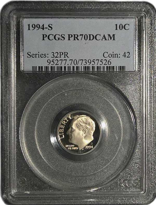 1994-S 10c Roosevelt Dime PCGS PR70DCAM - Image 2