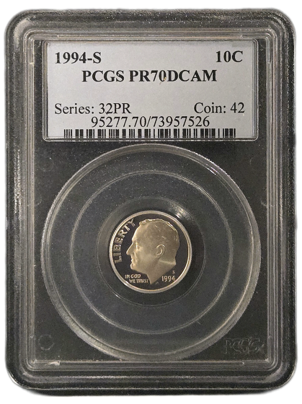 1994-S 10c Roosevelt Dime PCGS PR70DCAM - Image 3