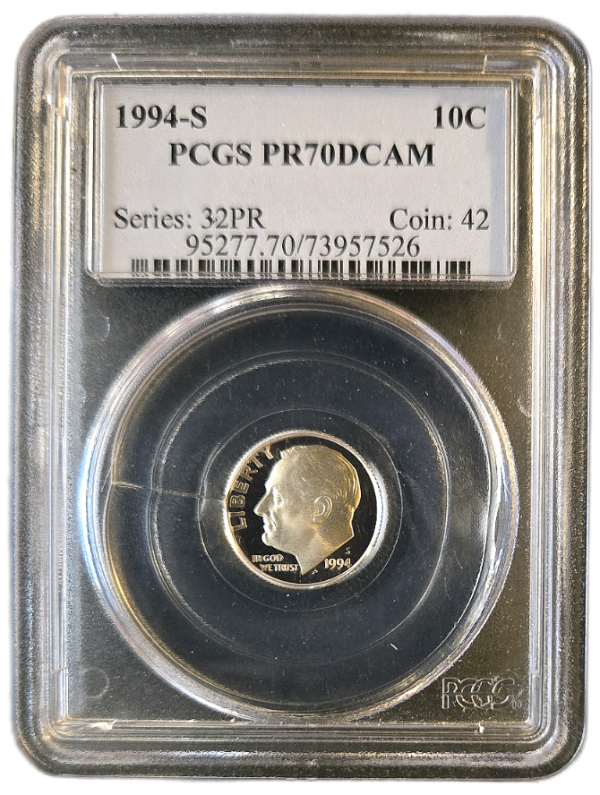 1994-S 10c Roosevelt Dime PCGS PR70DCAM - Image 4
