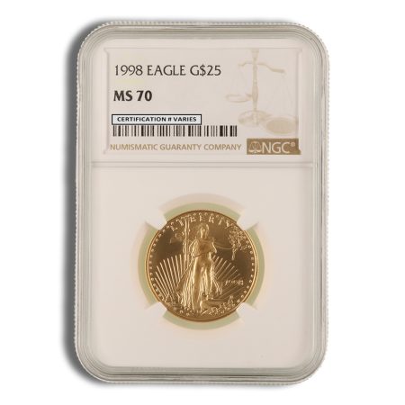 1998 1/2 oz Gold Eagle $25 NGC MS70