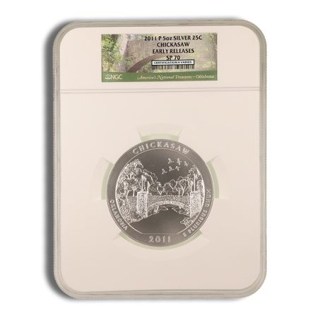 2011-P 5 oz ATB Chickasaw Silver Coin NGC SP70