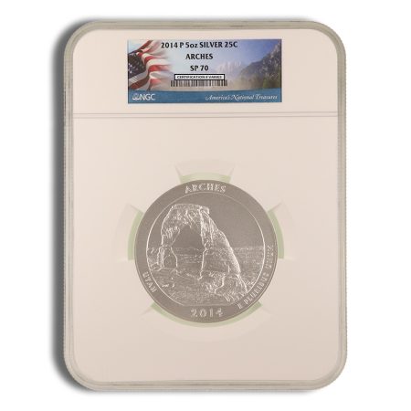 2014-P 5 oz ATB Arches Silver Coin NGC SP70