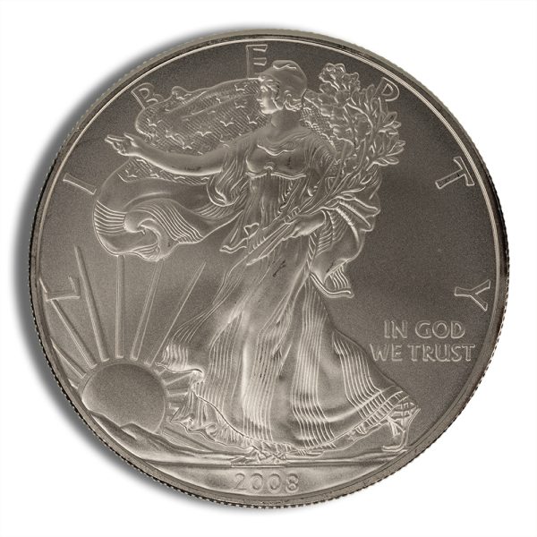 2008-W Burnished Silver Eagle with Box & COA