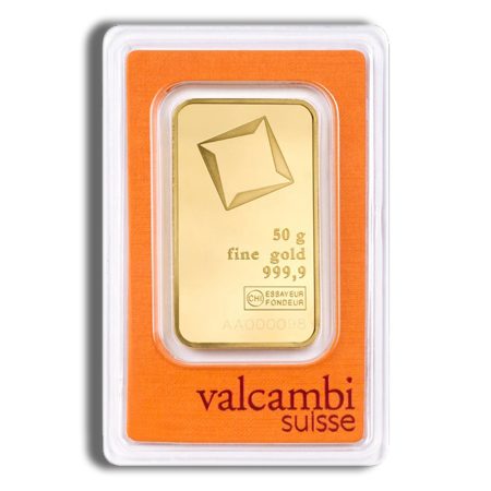 50 gram Gold Bar - Valcambi (Carded)