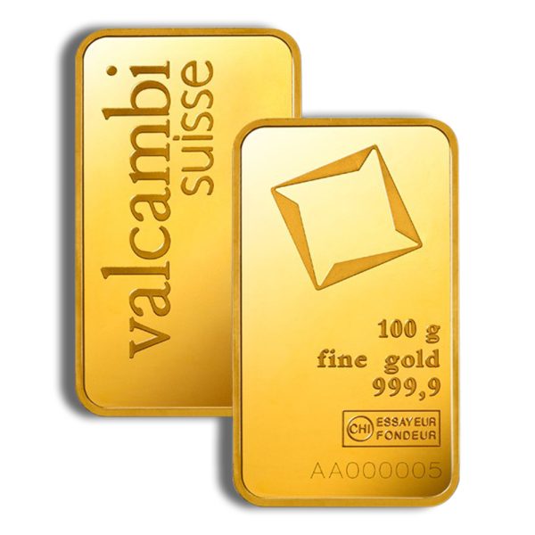 100 gram Gold Bar - Valcambi (Carded)