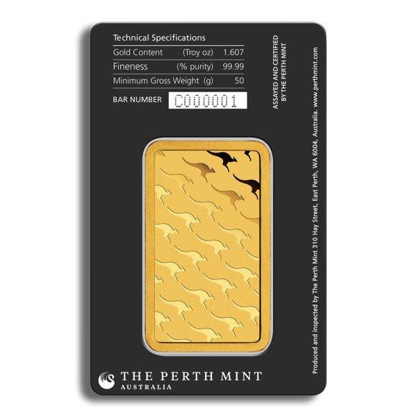 50 gram Gold Bar - Perth Mint (Carded)