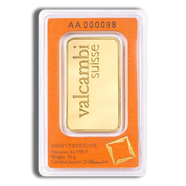50 gram Gold Bar - Valcambi (Carded) - Image 2