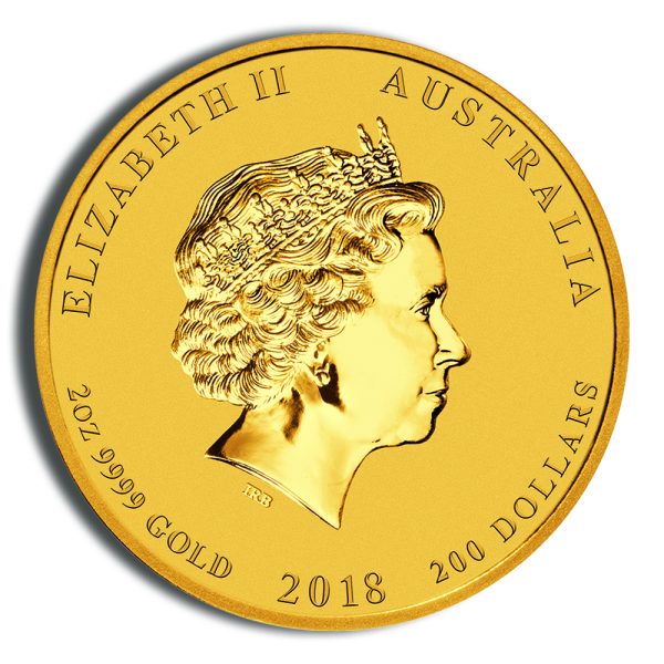 2018 2 oz Australia Gold Lunar Dog BU - Series II