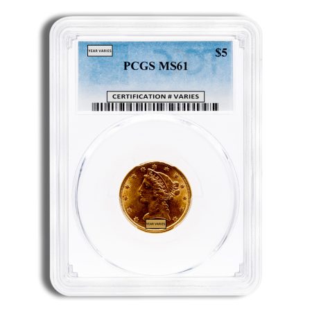 $5 Gold Liberty Half Eagle - PCGS MS61