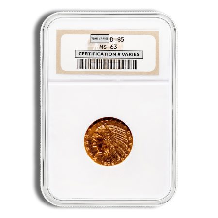 $5 Gold Indian Half Eagle - NGC MS63