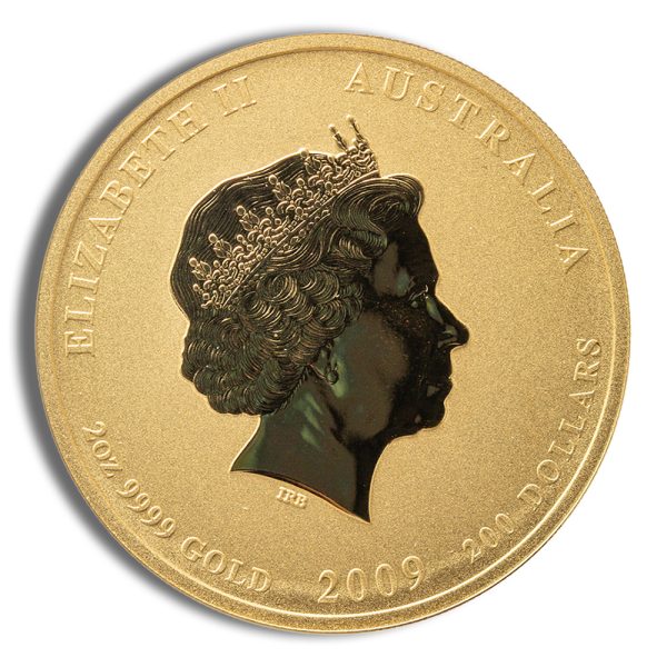 2009 2 oz Australia Gold Lunar Ox BU - Series II