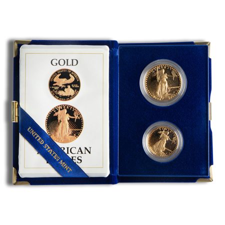 1987 Two Coin Proof Gold American Eagle Set - Box/COA