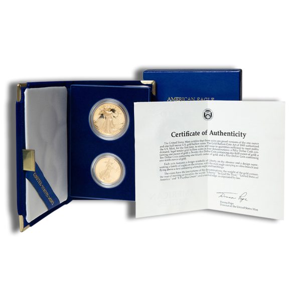 1987 Two Coin Proof Gold American Eagle Set - Box/COA - Image 2