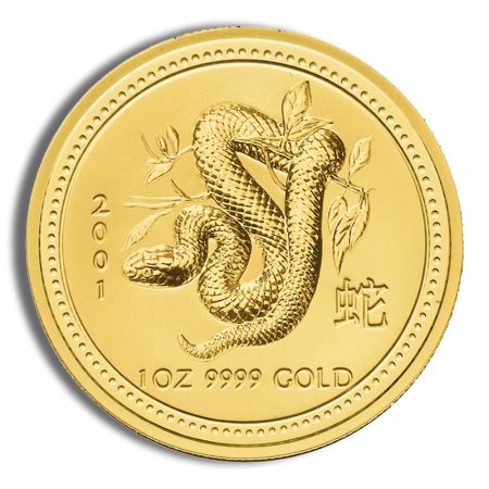 2001 1oz Australia Gold Lunar Snake BU - Series I