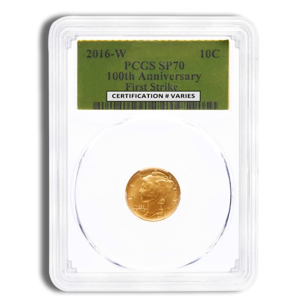 2016-W 1/10 oz Gold Mercury Dime Centennial Coin PCGS SP70