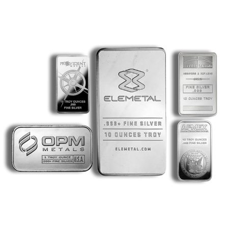 10 oz Silver Bar - Elemetal/APMEX/Provident/NTR/OPM