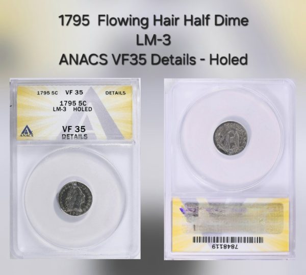 1795 Flowing Hair Half Dime LM-3 ANACS VF35 Details - Holed