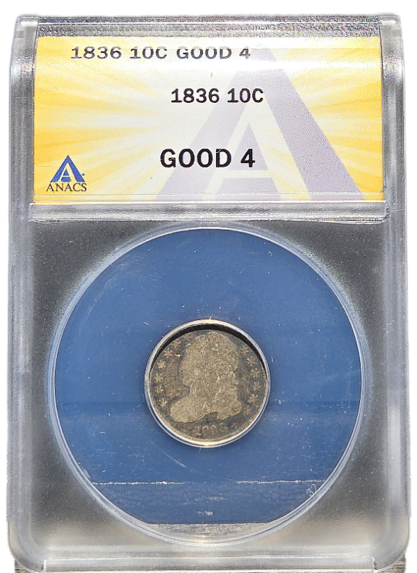 1836 Capped Bust Dime ANACS Good 4 - Image 2