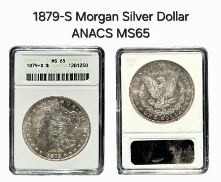 1879-S Morgan Silver Dollar ANACS MS65