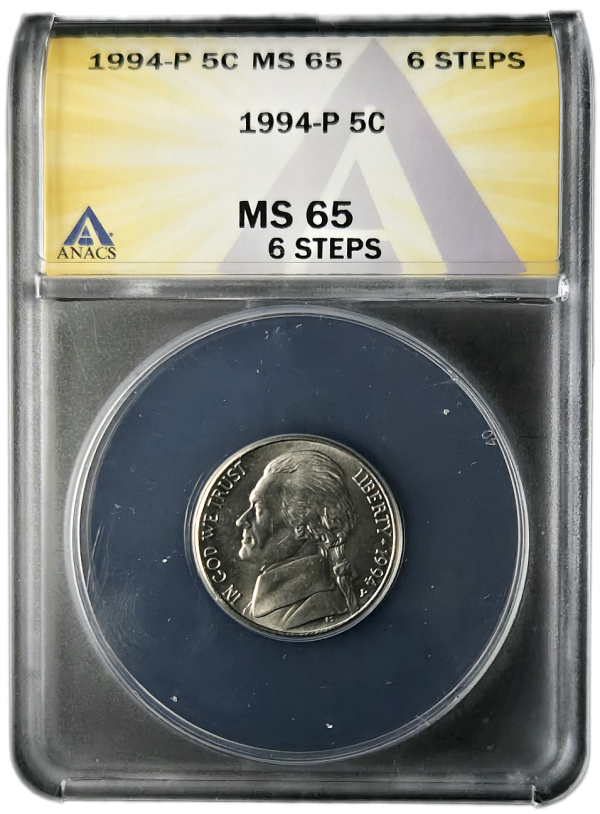 1994-P Jefferson Nickel ANACS MS65 6-Steps - Image 2