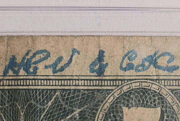 1914 $5 Federal Reserve Note, Blue Seal, New York - Unique "Christmas Gift" Inscription (Fr. #850)