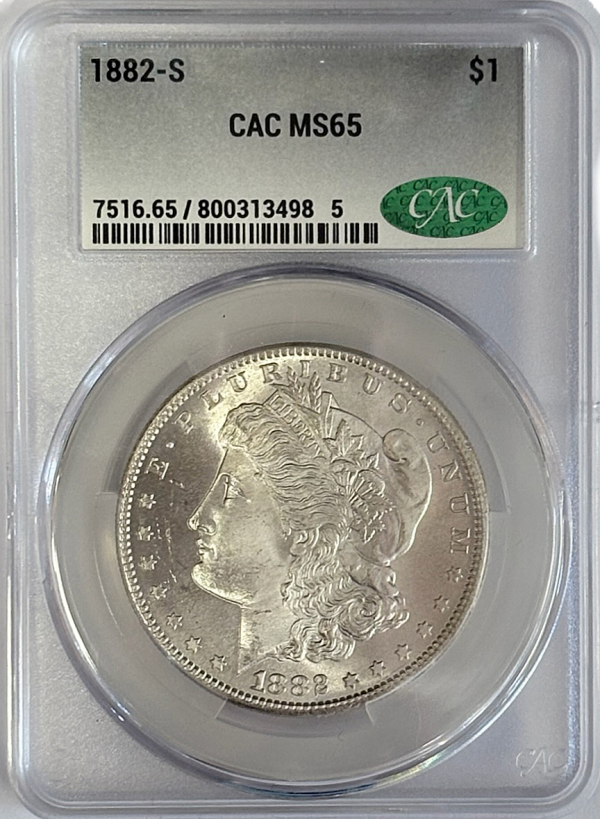 1882-S Morgan Silver Dollar CACG MS65
