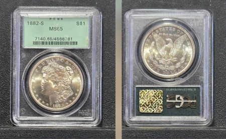1882-S Morgan Silver Dollar OGH PCGS MS65