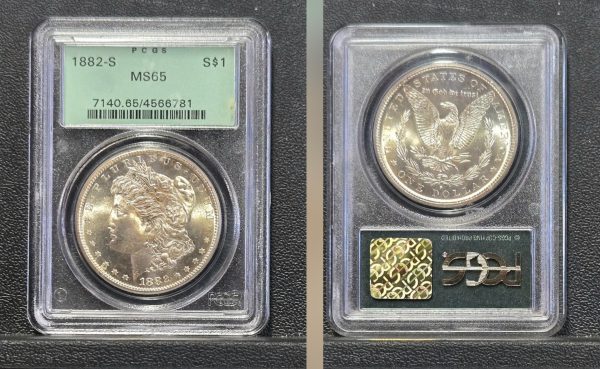 1882-S Morgan Silver Dollar OGH PCGS MS65