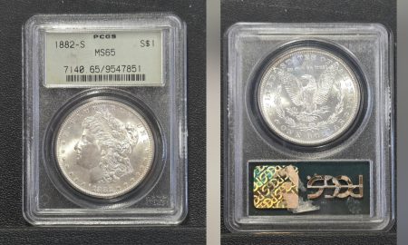 1882-S Morgan Silver Dollar OGH PCGS MS65