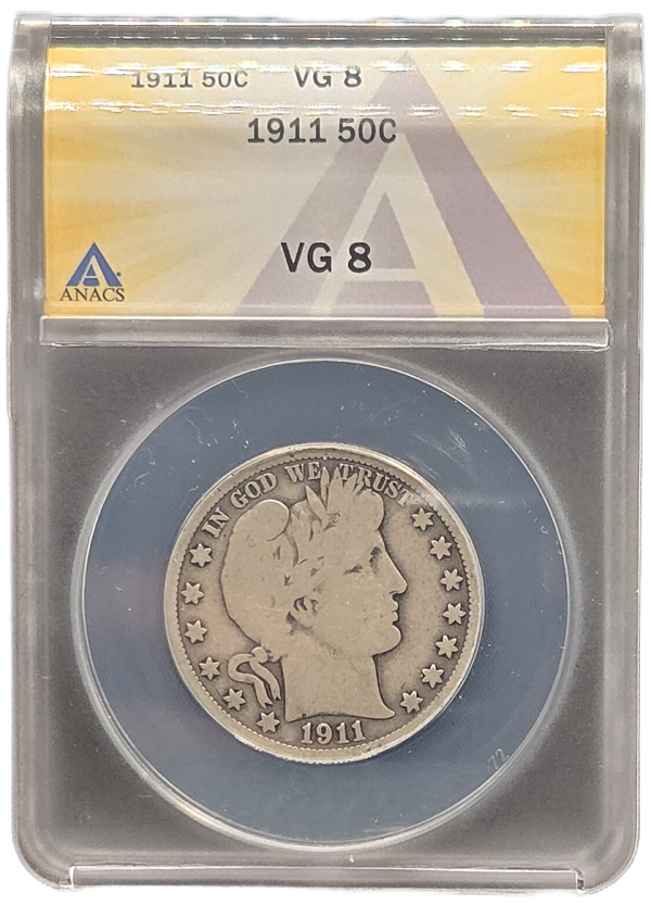 1911 Barber Half Dollar ANACS VG 8