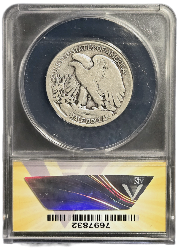 1917-D Walking Liberty Half Dollar, Obverse Mintmark ANACS VG8 Details
