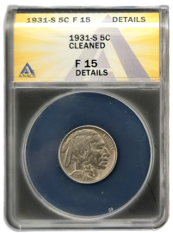 1931-S Buffalo Nickel ANACS F15 Details
