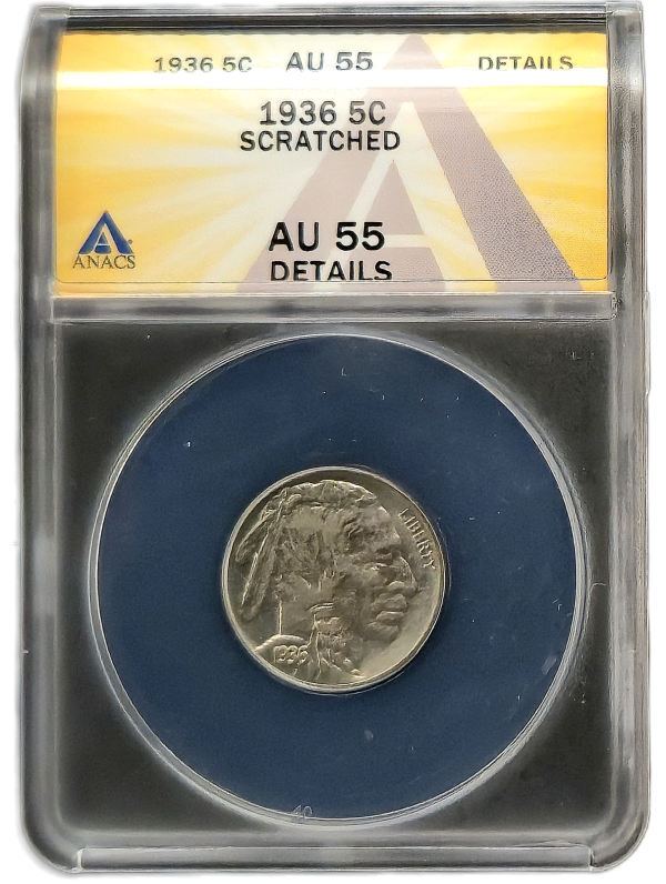 1936 Buffalo Nickel ANACS AU55 Details
