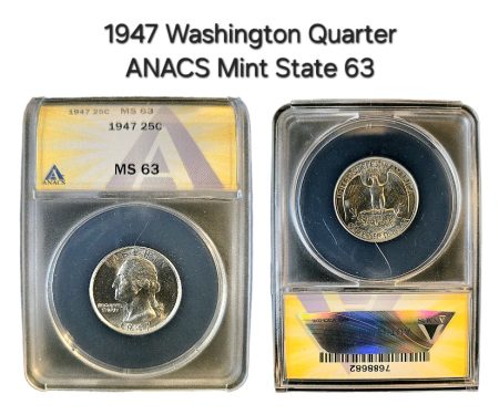 1947 Washington Quarter ANACS MS63