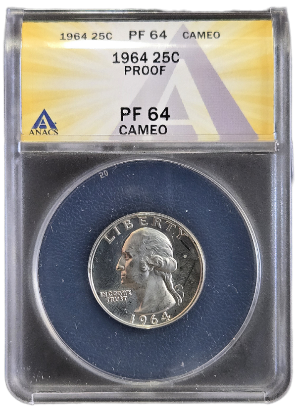 1964 Washington Quarter ANACS Proof-64 Cameo