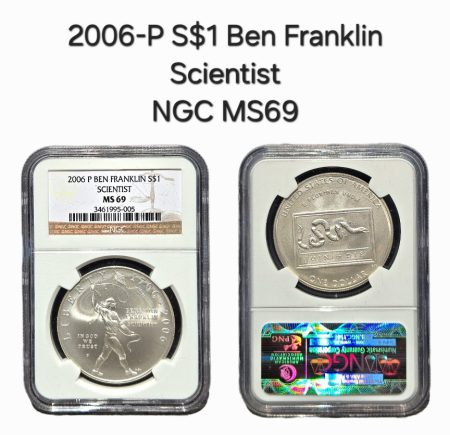 2006-P S$1 Ben Franklin Scientist NGC MS69